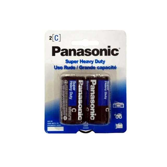 Panasonic blister card containing two Super Heavy Duty C-size batteries