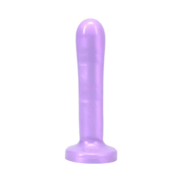 Tantus Silk Large lavender dildo rear view of gently curved shaft