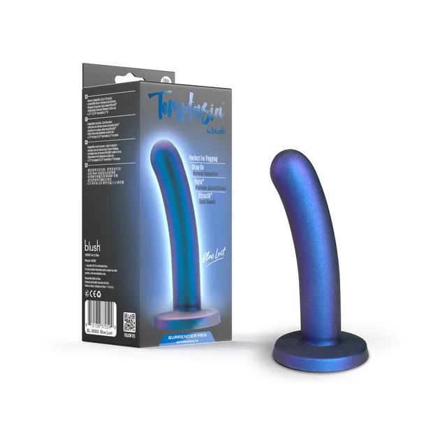 Blue Temptasia Surrender Intermediate Peg beside black and blue retail box