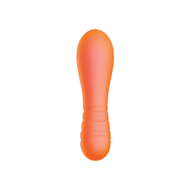 Front view of orange Sorbet vibrator with rounded broad tip