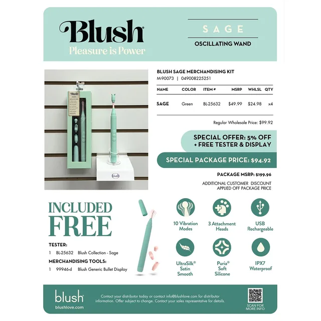 Blush Sage mint oscillating wand merchandising display panel
