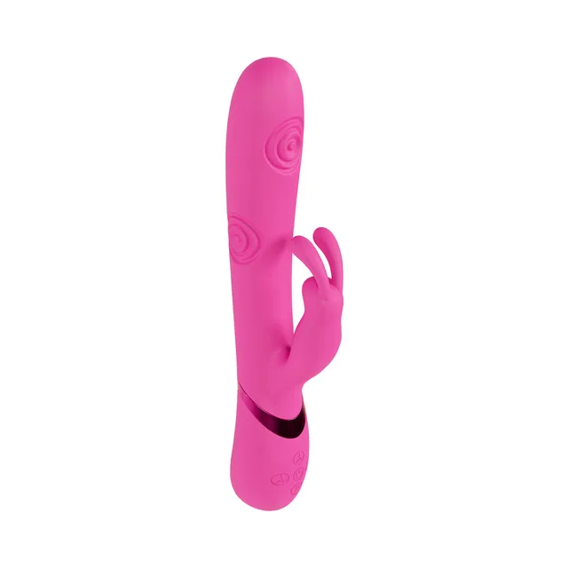 Angled view of VIVE Mimi pink split-loop vibrator