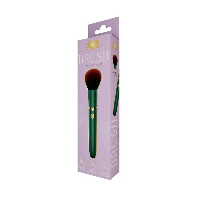 Savage Me green Brush Vibrating Bullet in purple retail box