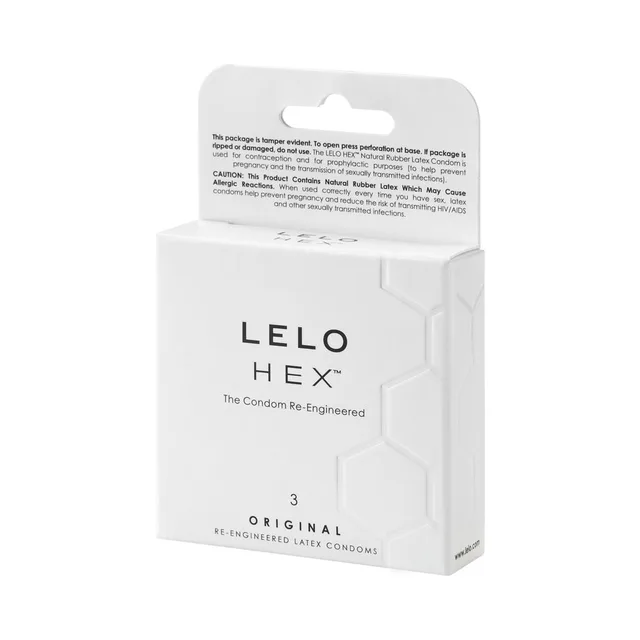 Angled white LELO HEX Original three-pack box