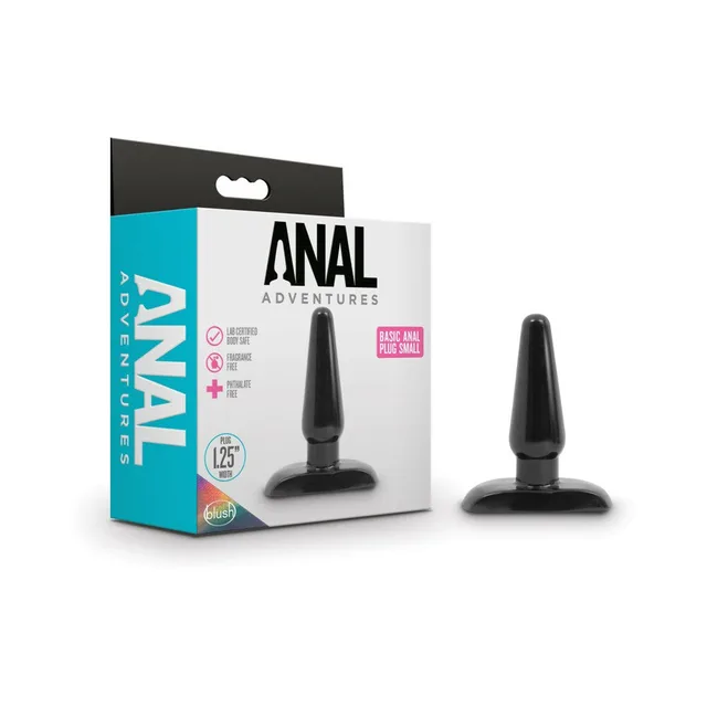 Anal Adventures small black plug beside retail box