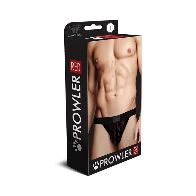 Prowler RED black fishnet jock strap size L retail box