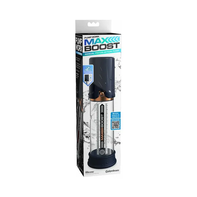 blue Pump Worx Max Boost manual pump in tall retail package