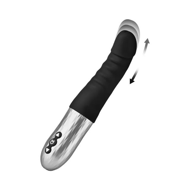 Angled black ribbed Thruster with silver-tone handle