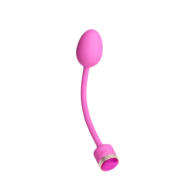 Pink Sugar egg with curved retrieval cord and jeweled base