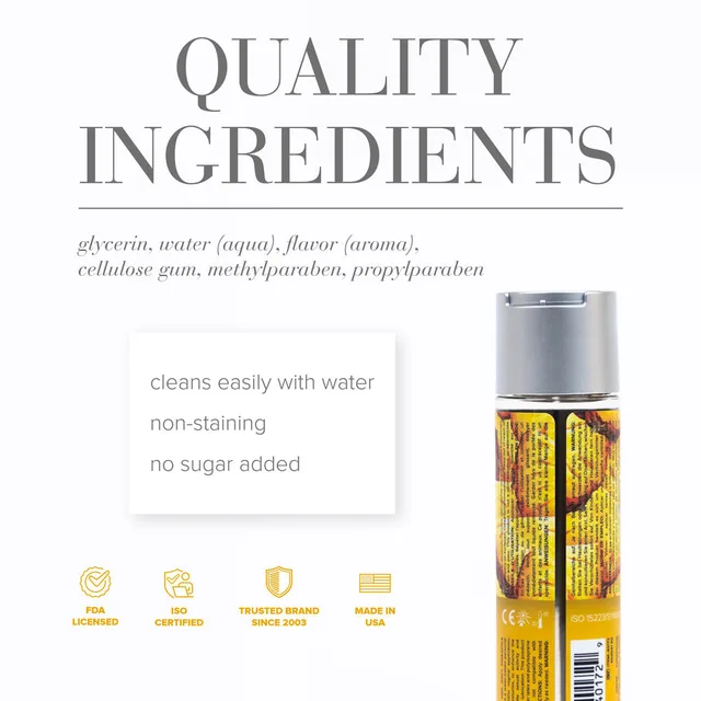 Four-ounce JO H2O Juicy Pineapple bottle beside a white ingredient information panel