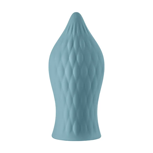 Front view of light blue Versa T raised overlapping texture