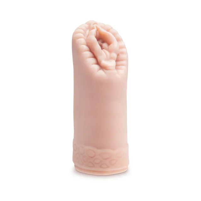 Upright beige Sexy Snatch stroker with molded entry