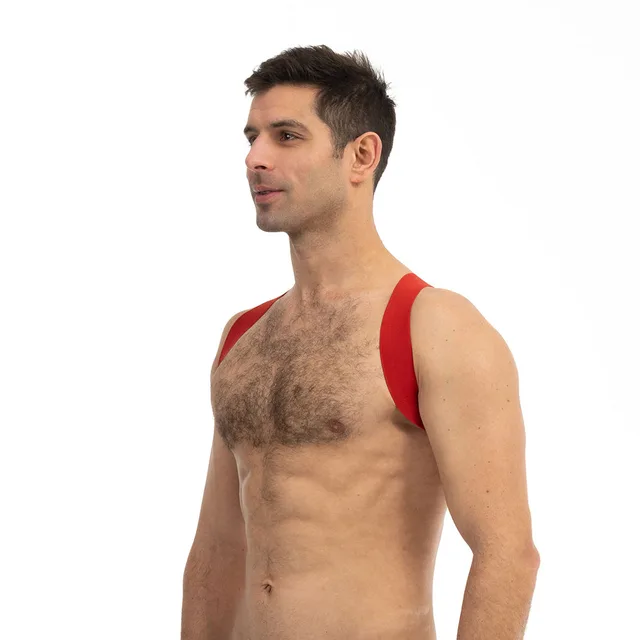 Angled front view of red Prowler RED Harness Lite in S/M