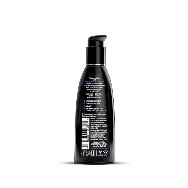 Back of Wicked Aqua Blueberry Muffin 2 oz bottle with ingredient panel