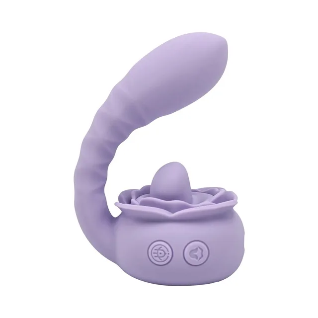 Front angle of Lilac Licks curved shaft and flower-shaped cup