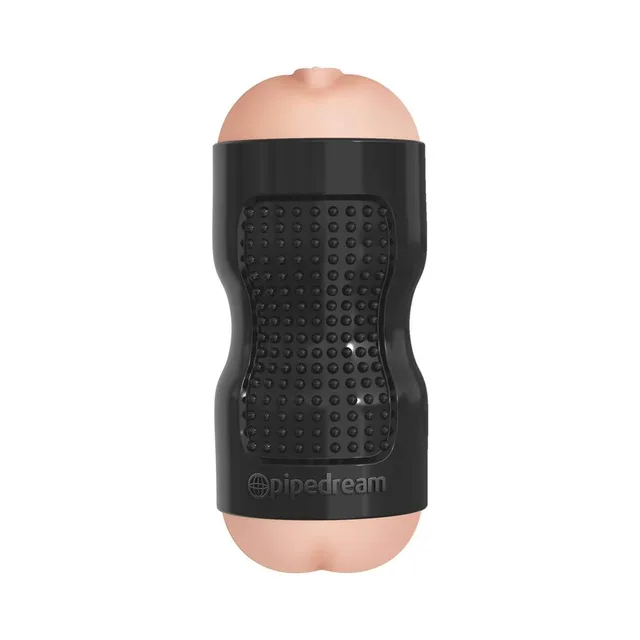 PDX Tight Grip Beige Black Masturbator upright black textured grip shell