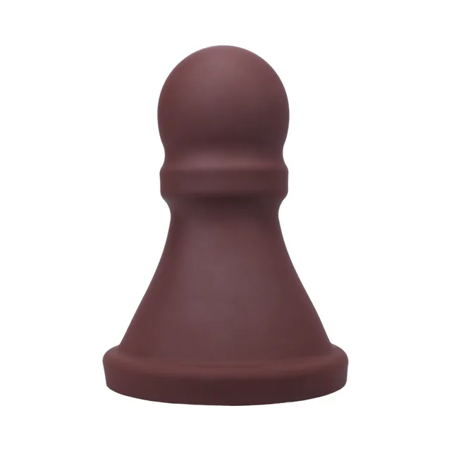 Rear view of garnet Tantus The Pawn showing tapered body and flared base
