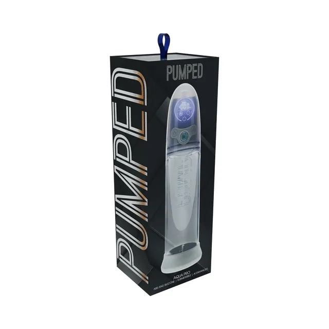 Gray Shots Pumped Aqua-Pro automatic pump displayed in black retail packaging
