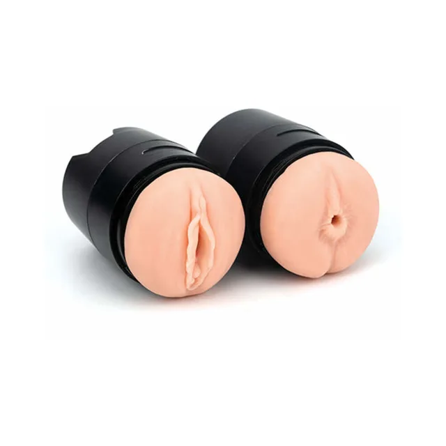 Cousins Group Hall Pass Desiree Neveda stroker set two peach-toned inserts with vaginal-shaped and anal-shaped openings