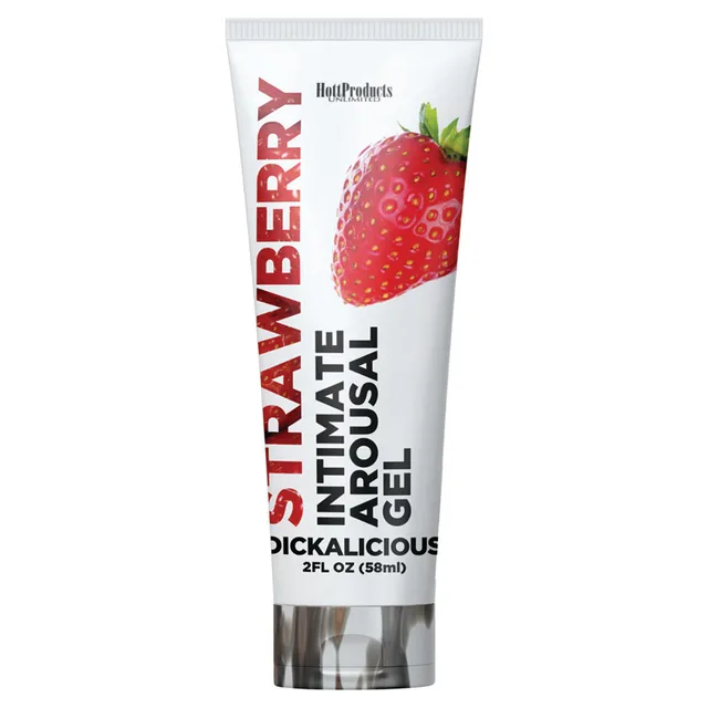 Dickalicious Strawberry two-ounce gel tube with strawberry illustration