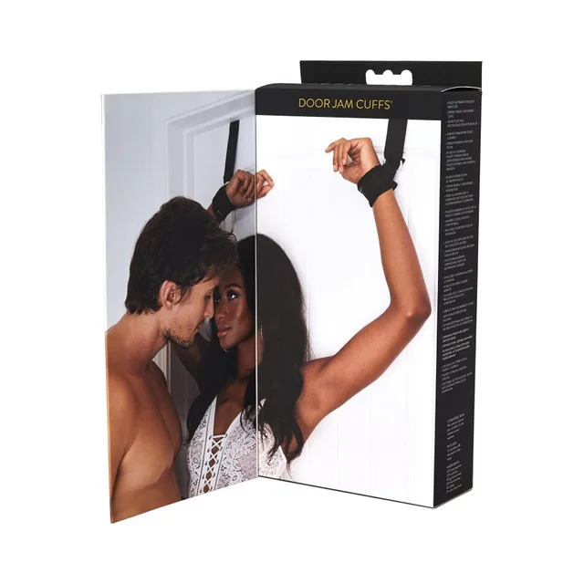 Sportsheets black Door Jam Cuffs box with model image