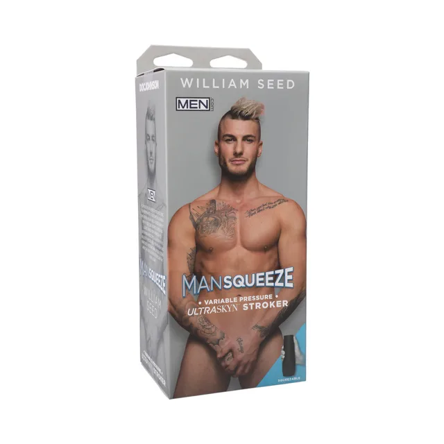 William Seed Man Squeeze vanilla ass stroker gray retail box with model portrait and product name