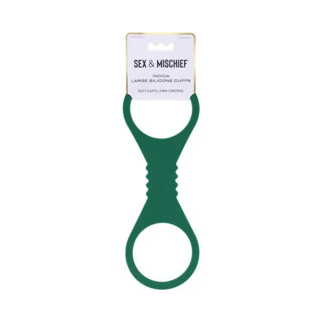 Large green Sportsheets Indica silicone figure-8 cuffs