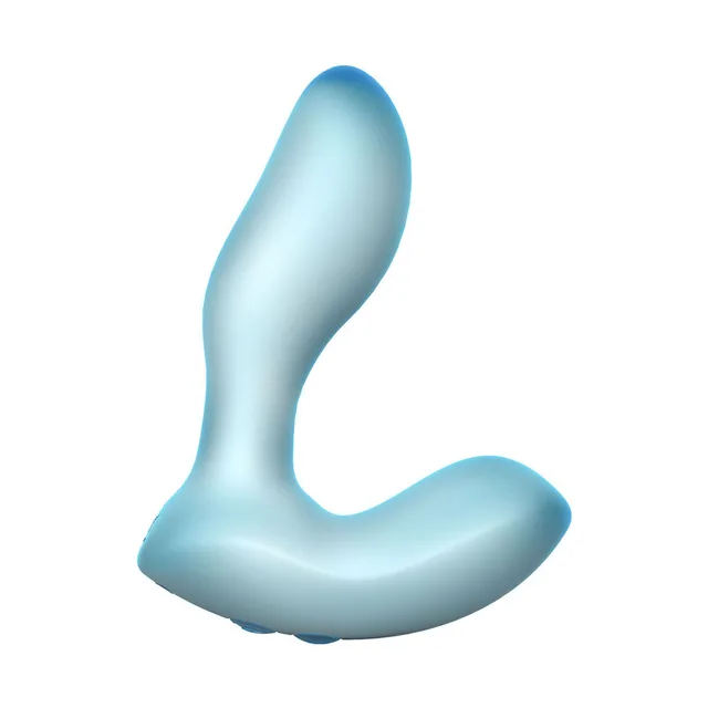 BMS Softies 5-inch silicone vibrator in blue front three-quarter view showing both curved branches