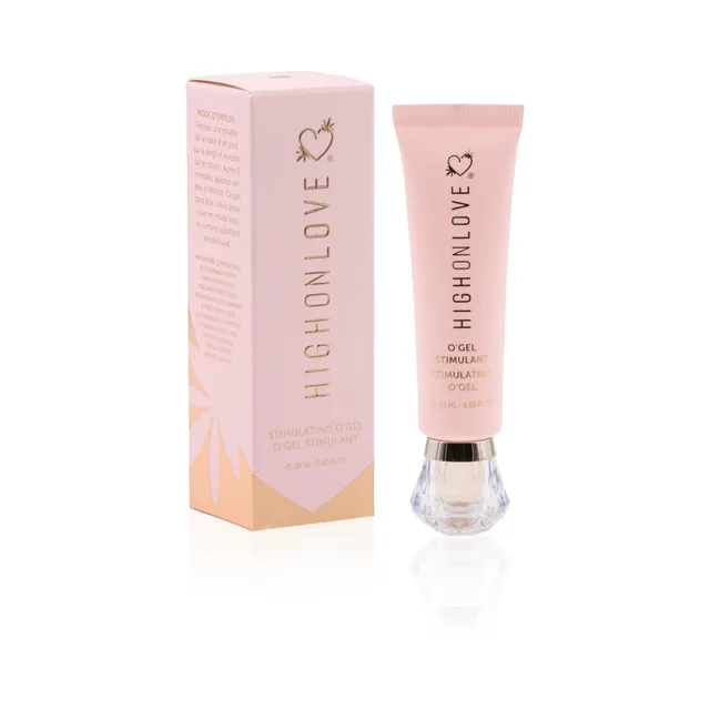 pink HighOnLove Diamond O Gel mini tube with clear faceted cap and carton