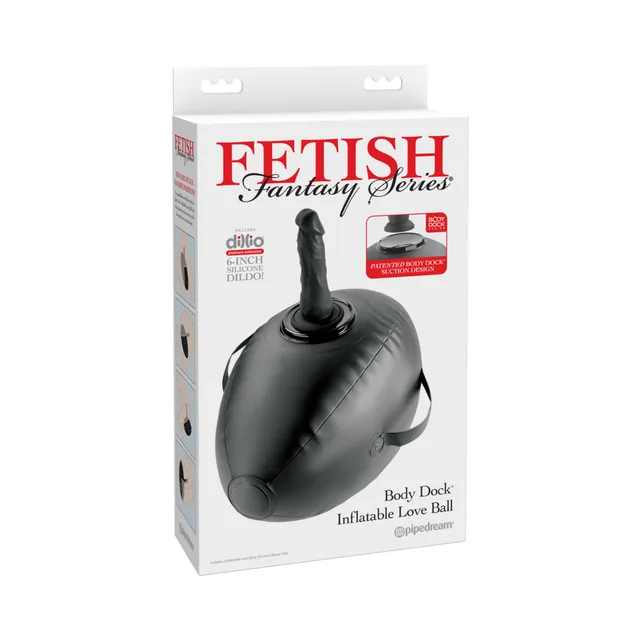 Black Body Dock inflatable love ball pictured on white box