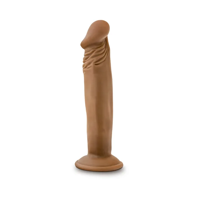 Blush Dr. Small tan dildo upright front view with textured shaft