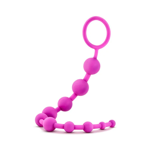 Blush Luxe Pink 10-Bead Strand upright curved strand with large circular ring