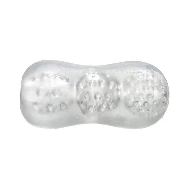 Adam & Eve Triple Chamber clear textured stroker top view showing three chamber sections