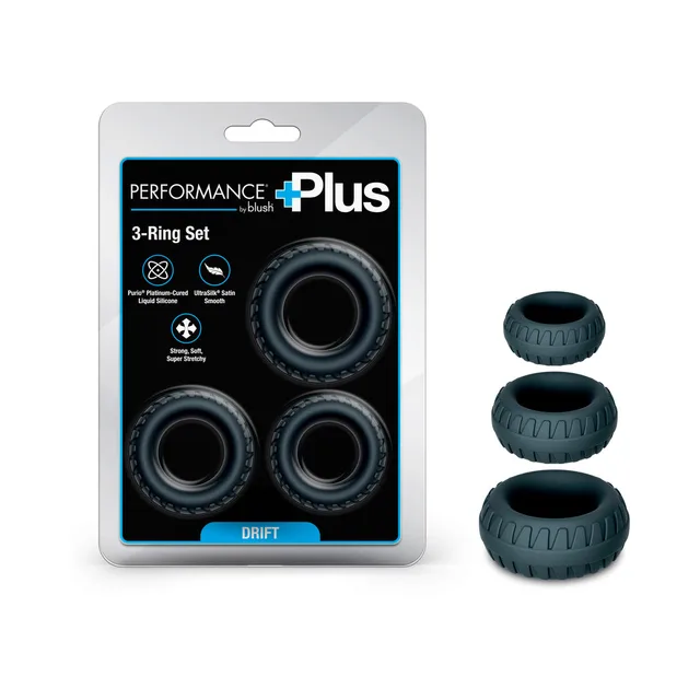 Performance Plus Drift black ring set beside package