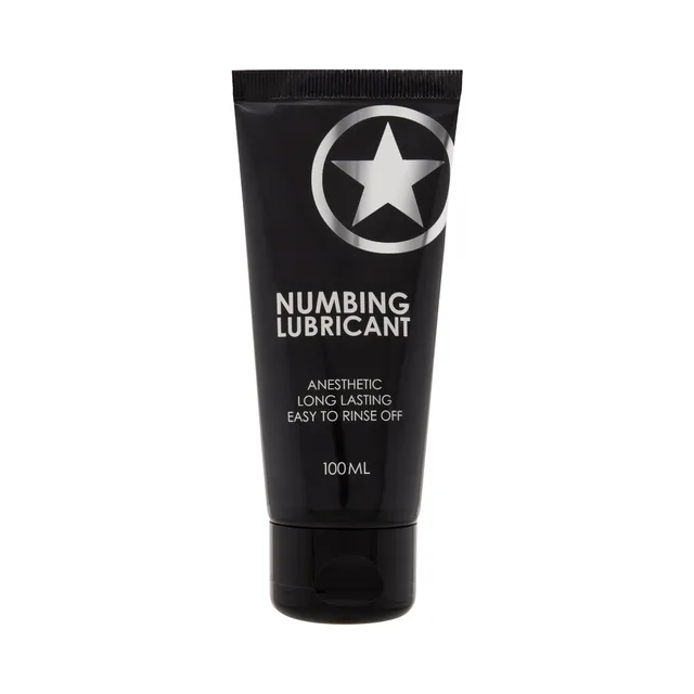 Black 3 oz Shots menthol lubricant tube with large white star mark