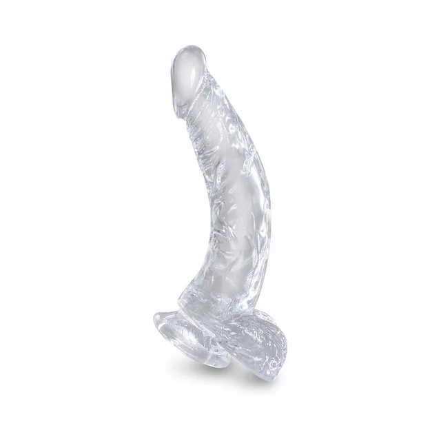 Side view of clear 7.5-inch King Cock with suction base