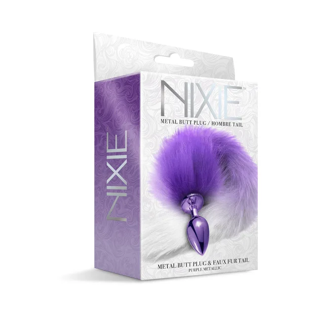 Front of Nixie purple ombre tail plug package