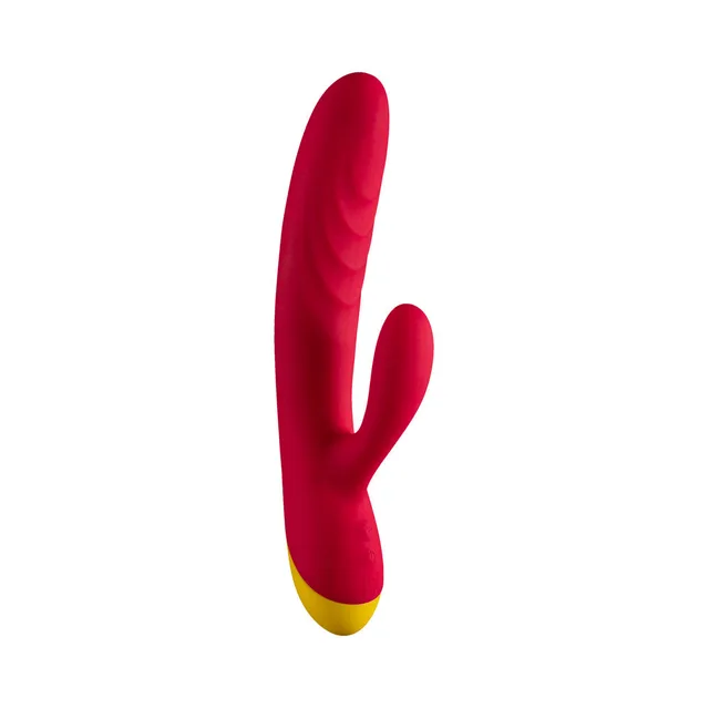 Hot pink Jazz rabbit vibrator with curved shaft and raised arm