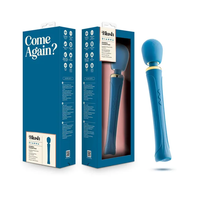 teal Blush Dianna long-handled wand vibrator displayed beside blue window box