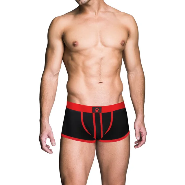 Front view of black Prowler RED trunk with red piping 2XL
