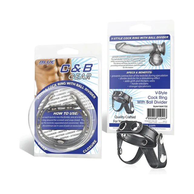 Blue Line V-Style Cock Ring front and rear retail package views