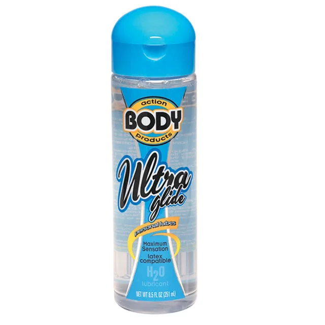 Body Action Ultra Glide 8.5-ounce clear bottle with blue cap