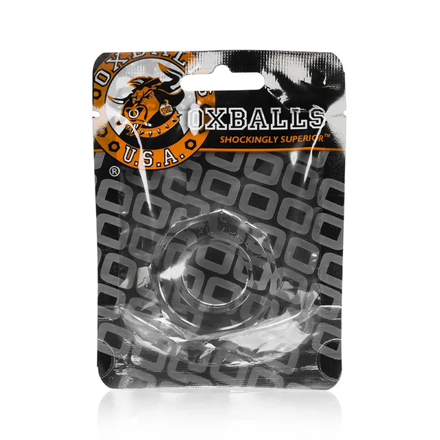 OxBalls Humpballs Clear Faceted Ring in hanging package