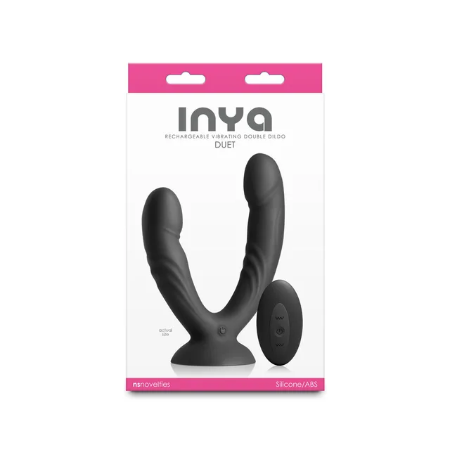 Black INYA Duet double dildo and remote in white box