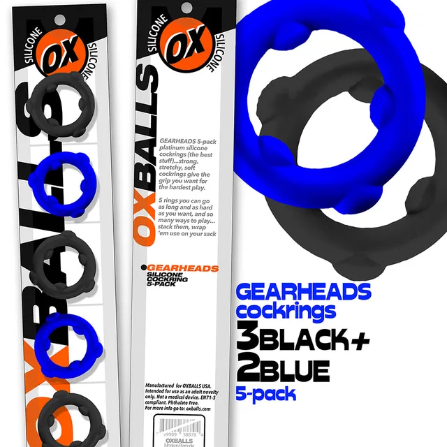 Oxballs Gearheads five-pack with blue and black spinner rings