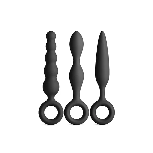 Three black Renegade Trio plugs with distinct profiles