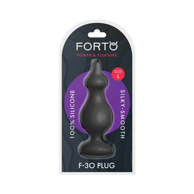 Forto F-30 large black anal plug in retail package
