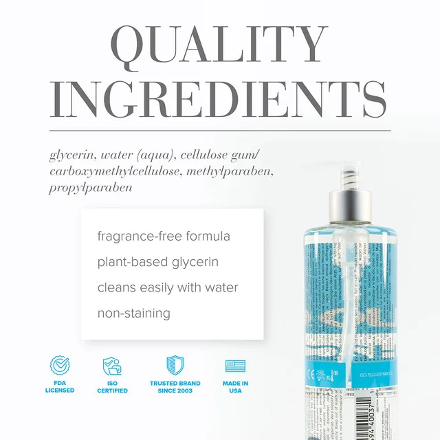 System JO H2O sixteen-ounce pump bottle beside ingredient graphic