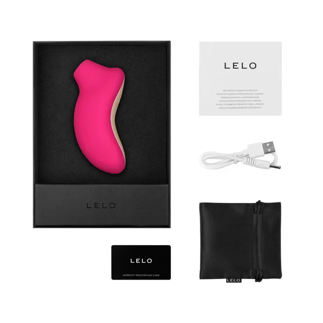 Cerise LELO SONA CRUISE set with box, cable, card and pouch