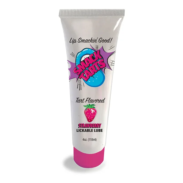 white Smack Tarts Sour Strawberry 4 oz tube with pink cap and berry graphic